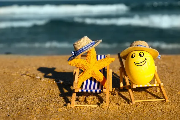 Uovo Di Pasqua E Stella Marina Al Mare