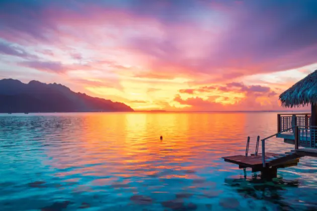 Isola Di Moorea Polinesia Francese Tramonto